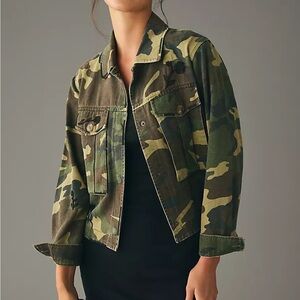 Anthropologie DOLAN Embroidered Camo Utility Jacket Size XS